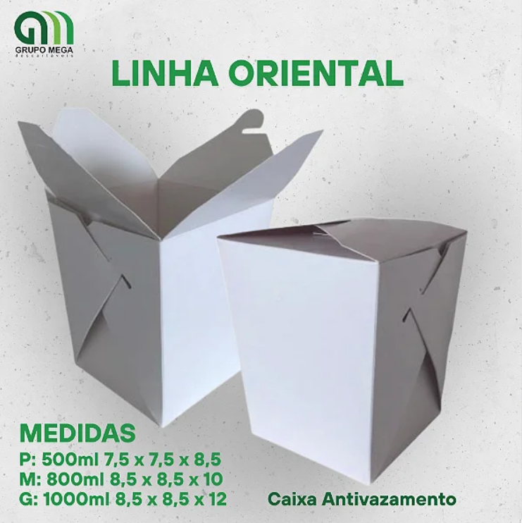 CAIXA PARA COMIDA ORIENTAL - BRANCO - 50 UNIDADES