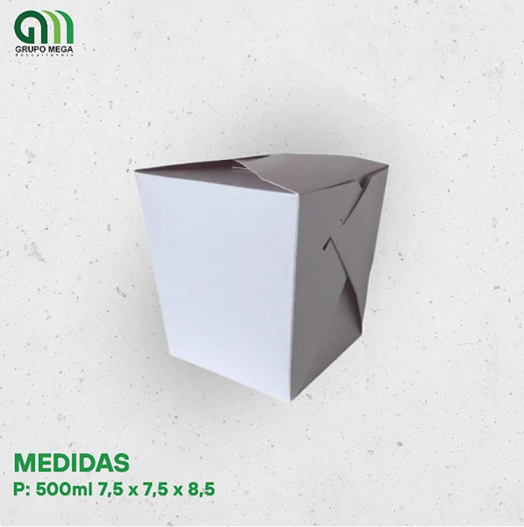 CAIXA PARA COMIDA ORIENTAL - BRANCO - 50 UNIDADES