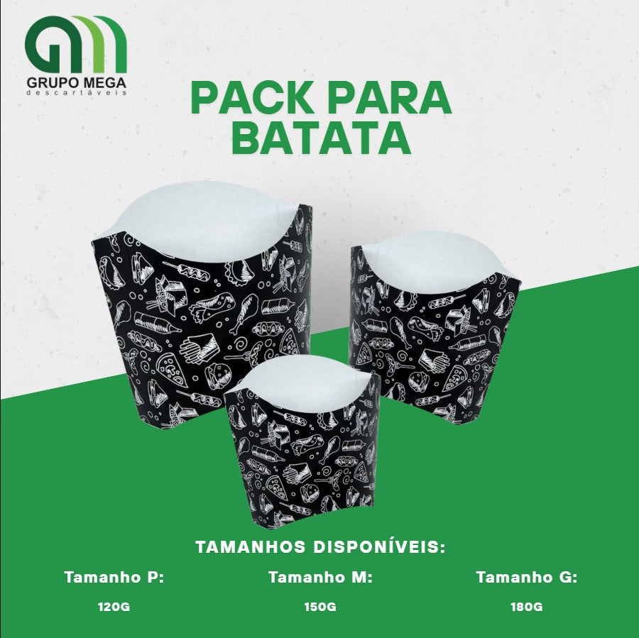 PACK PARA BATATA FRITA - 25 UNIDADES