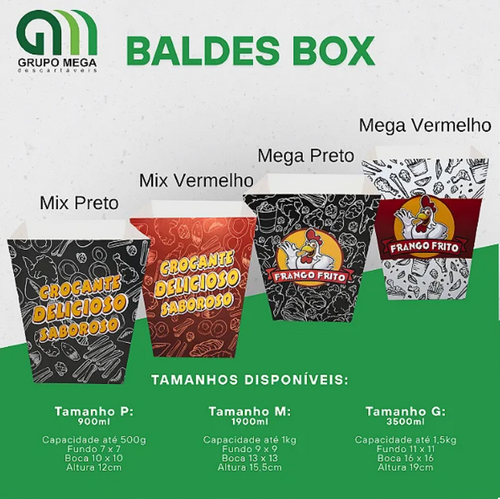 BALDE BOX ESTAMPADO - 20 UNIDADES