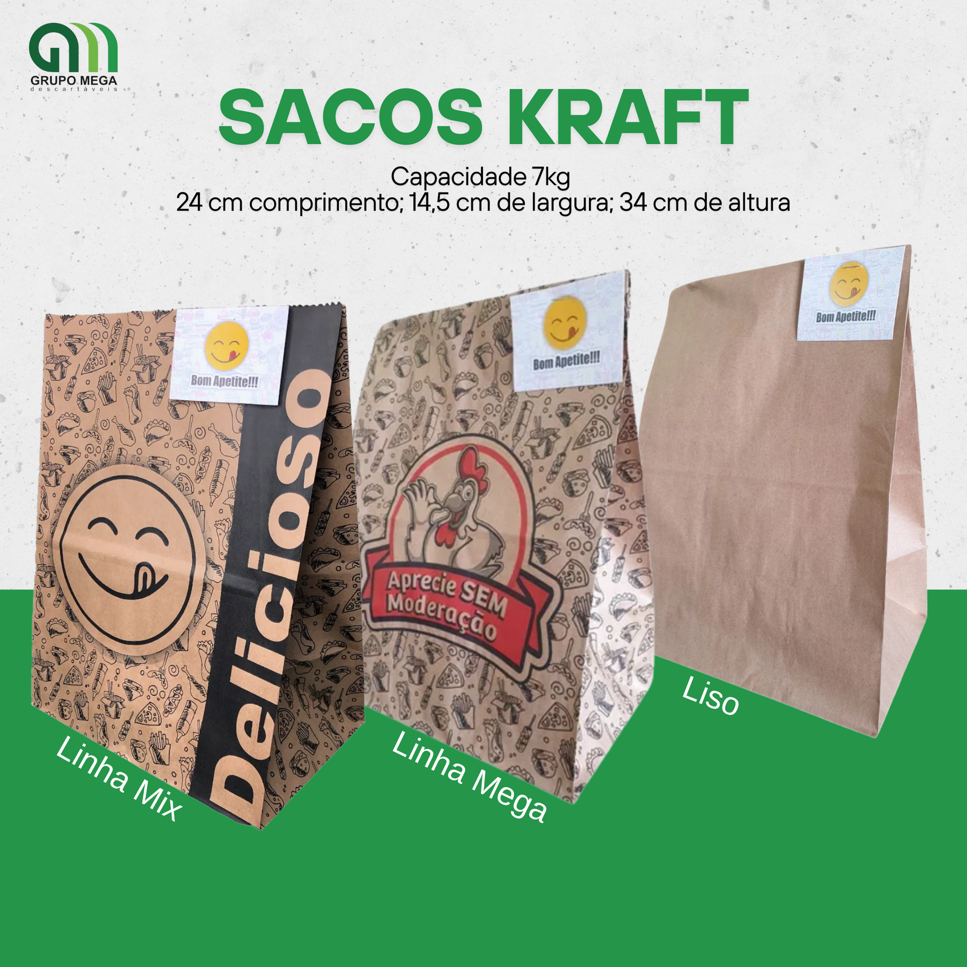 SACO KRAFT - 100 UNIDADES
