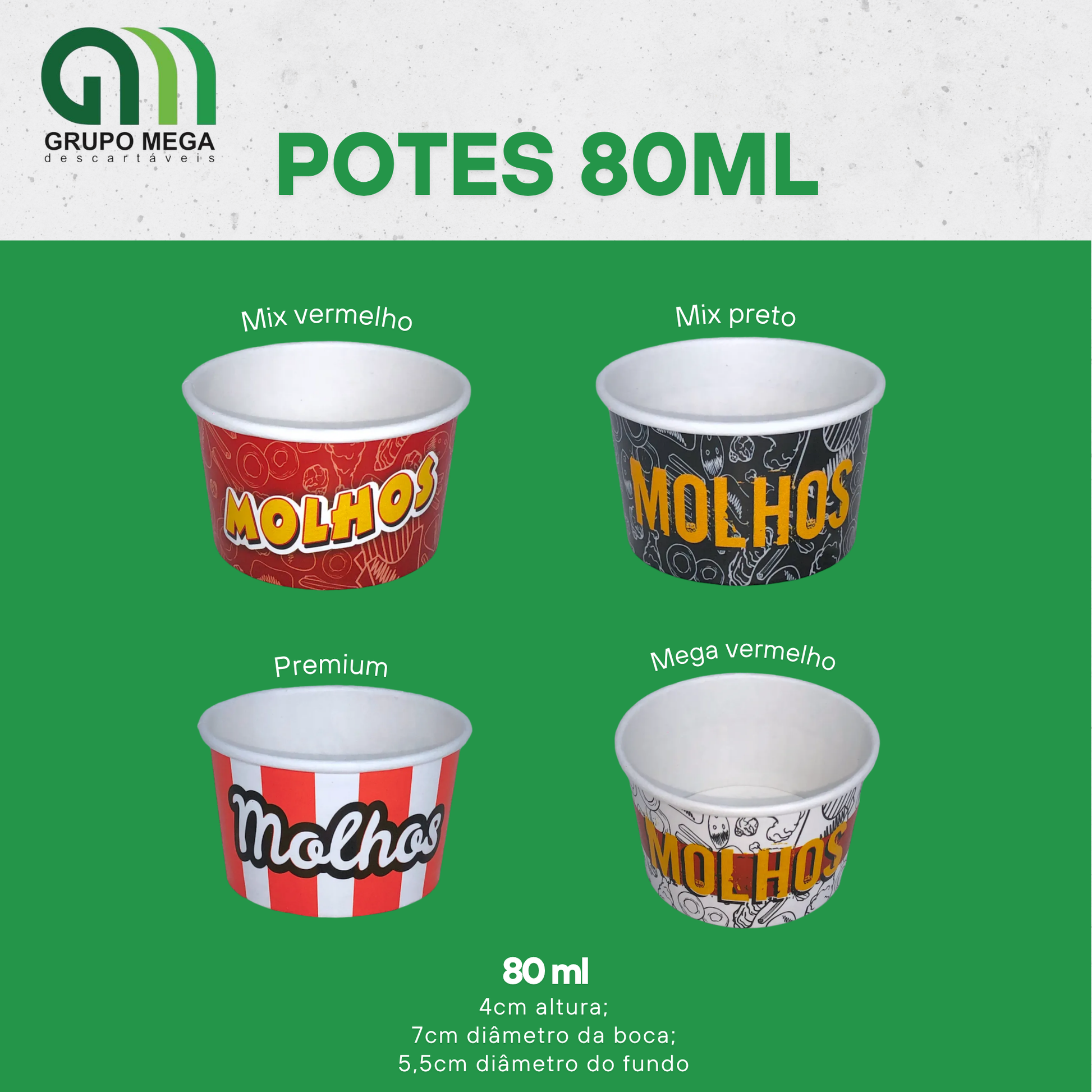 POTES PARA MOLHO 80ML - 150 UNIDADES