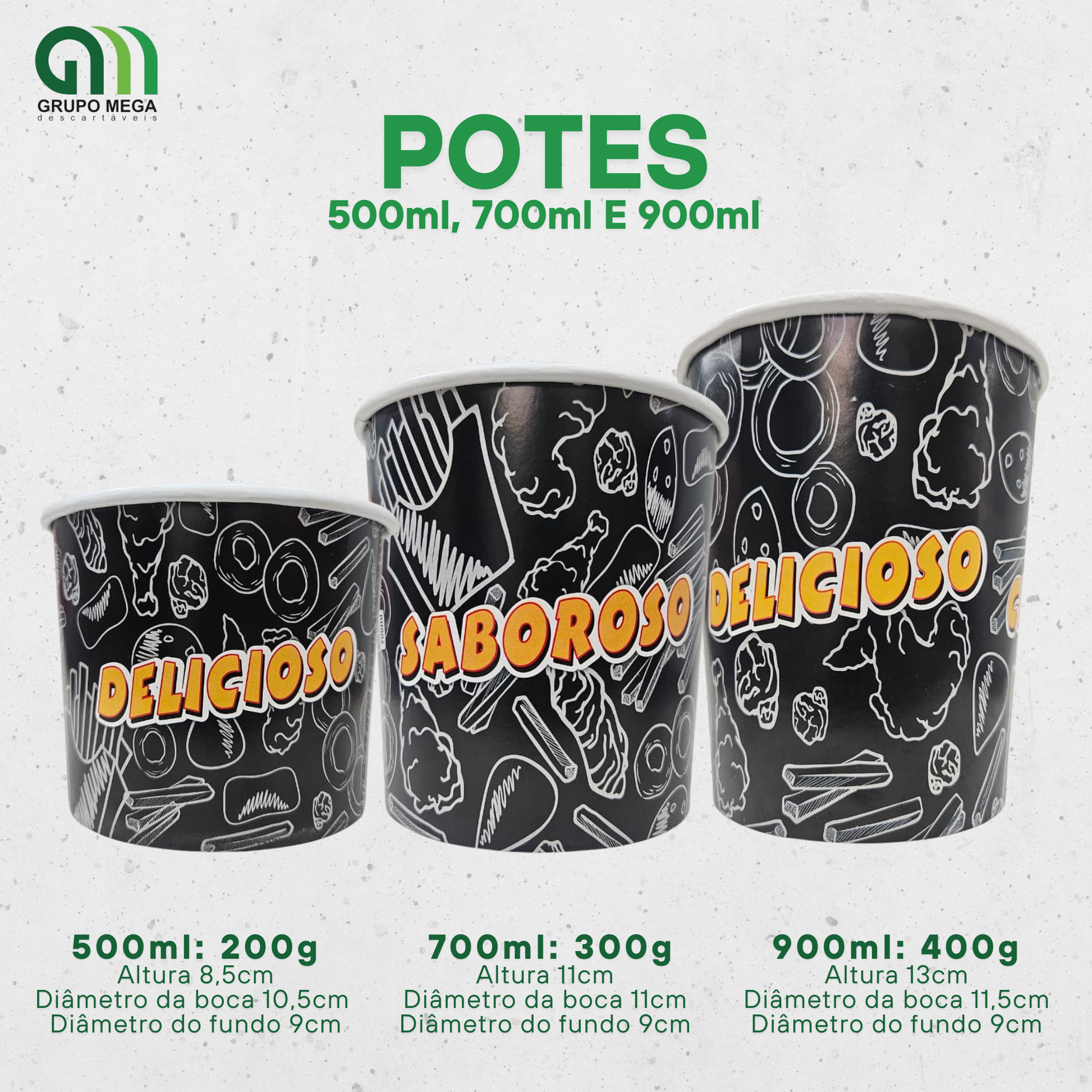 Potes para Porções - Mix Preto