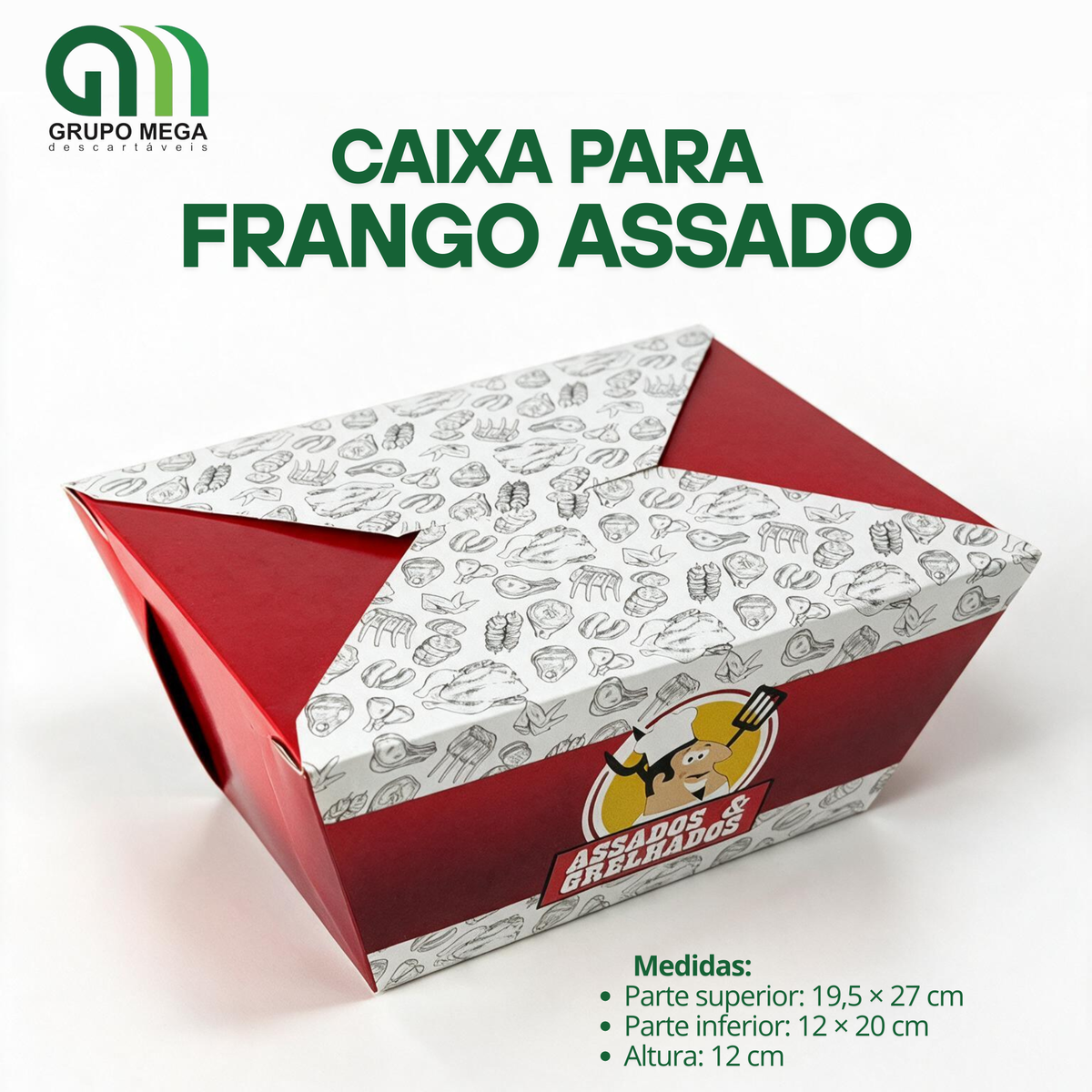 Caixa para Frango Assado - 10 unidades