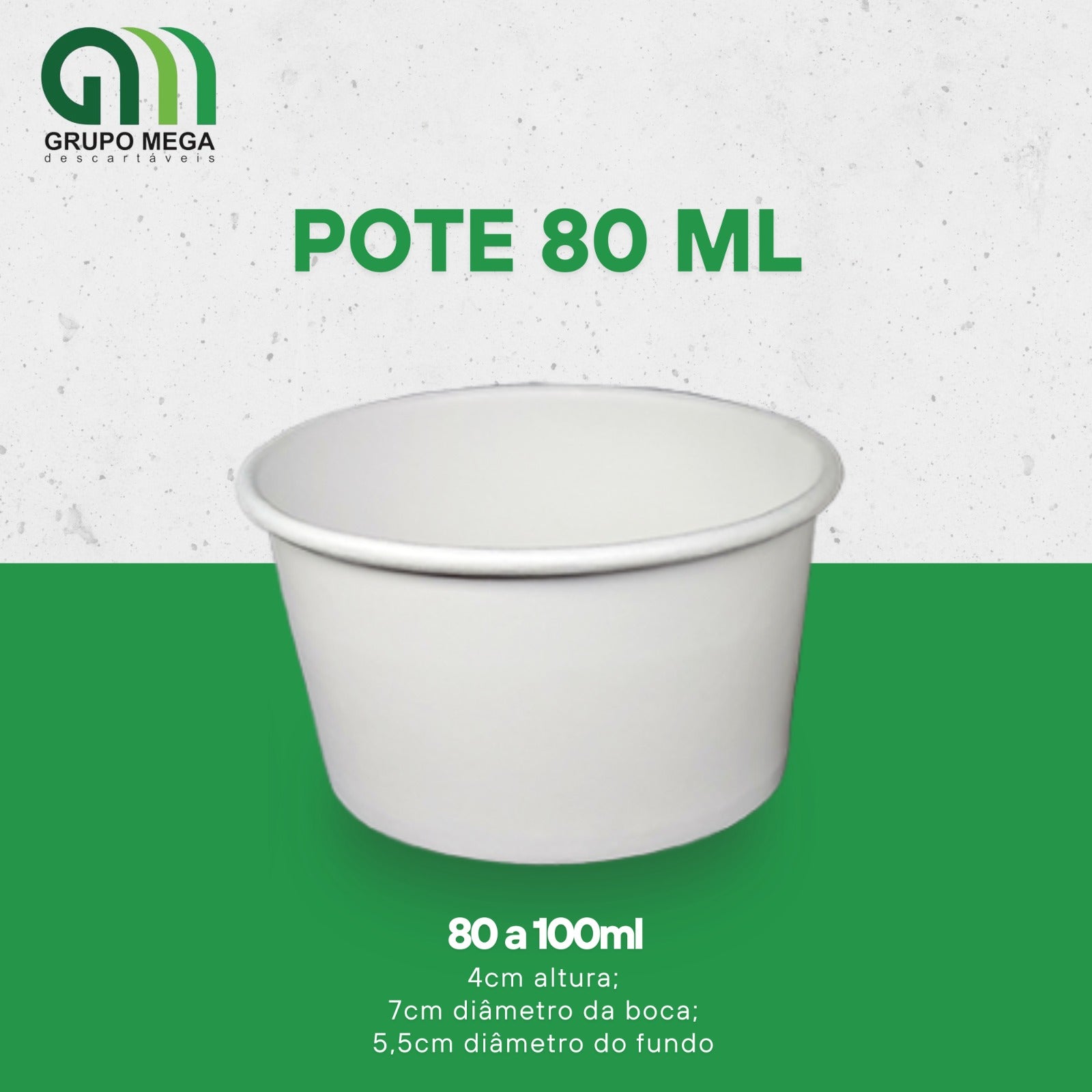 Pote 80ml Branco Liso – 150 unidades