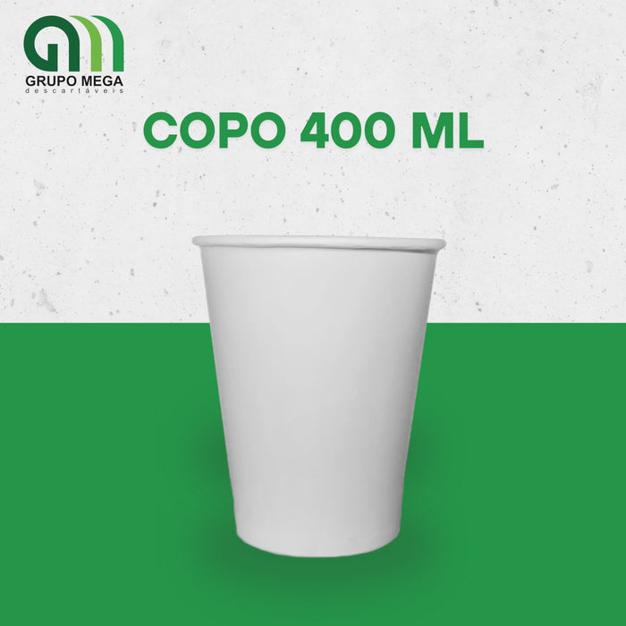 Copo de 400ml branco - 100 UNIDADES