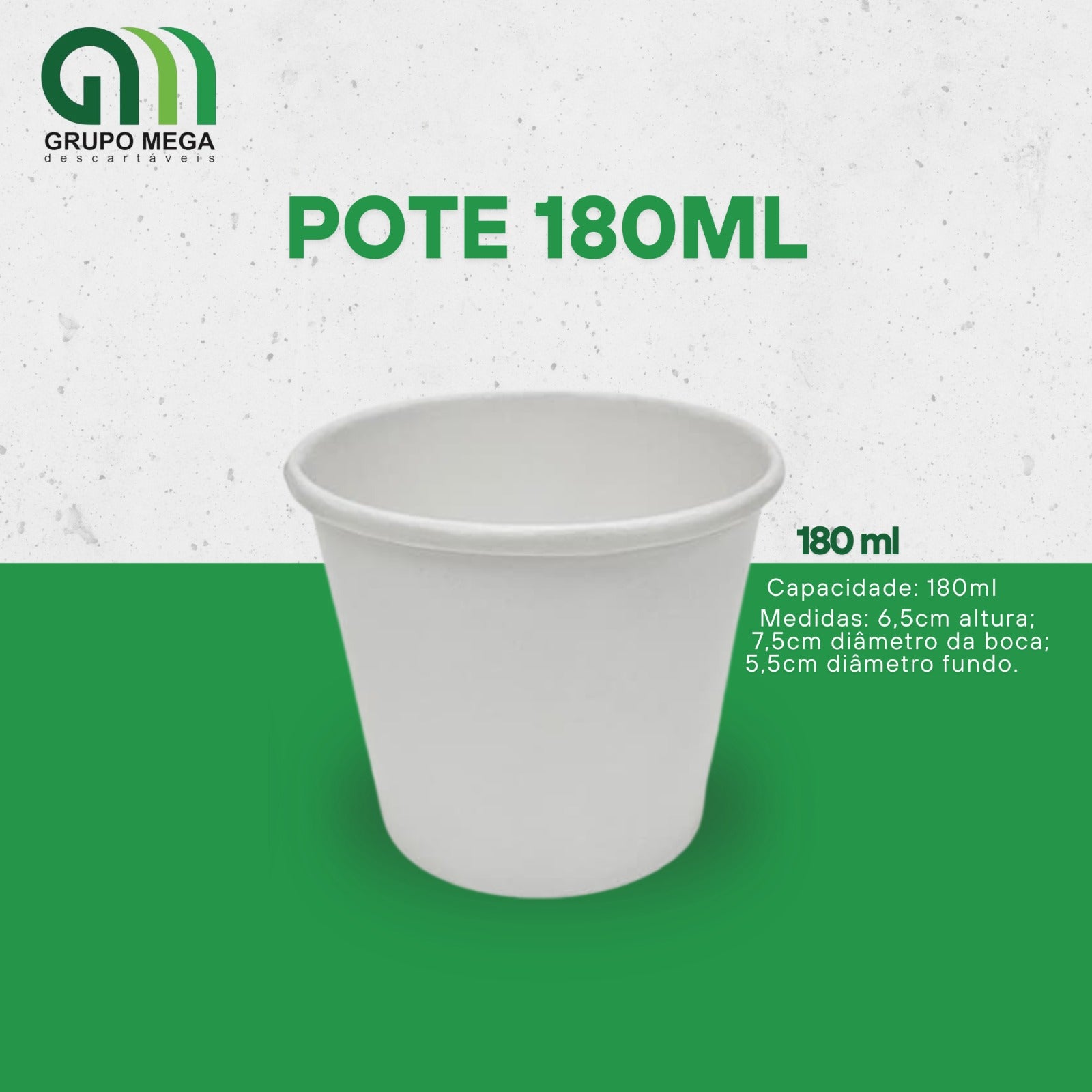 Pote 180ml Branco Liso – 140 unidades