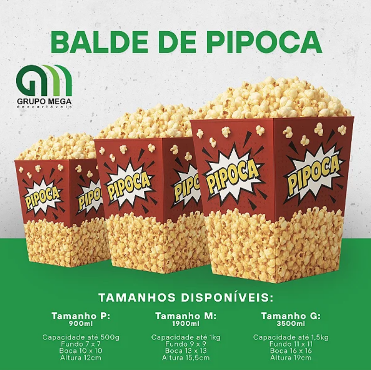 BALDE BOX PIPOCA - 20 UNIDADES