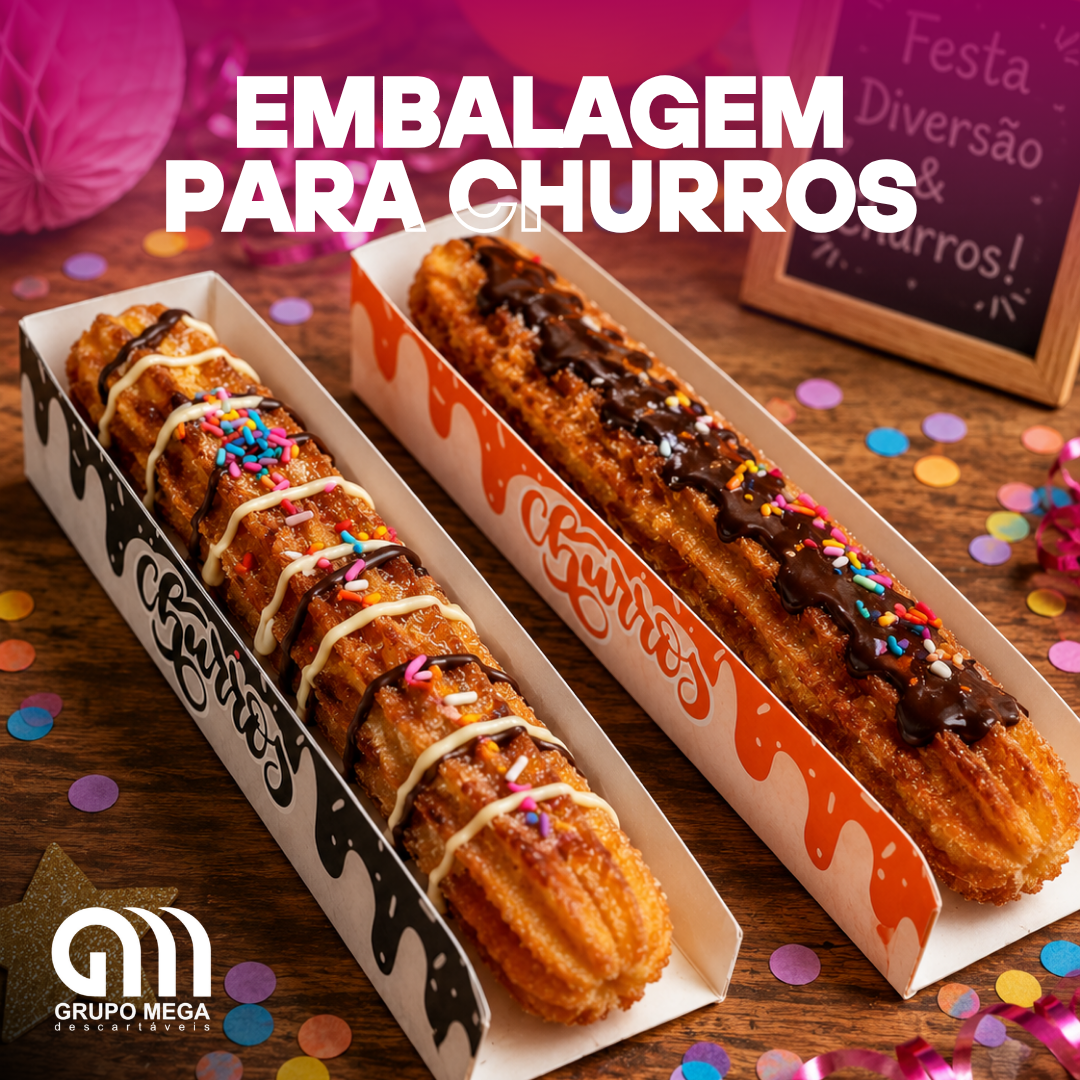 EMBALAGEM PARA CHURROS - 100 A 500 UNIDADES