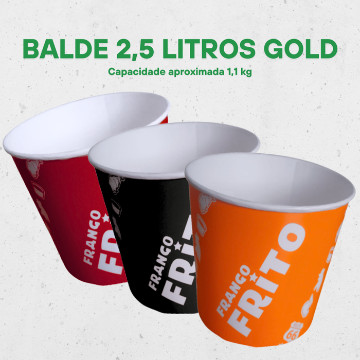 BALDES 2,5 LITROS GOLD COM TAMPA (APROX. 1,1 KG) - 10 UNIDADES
