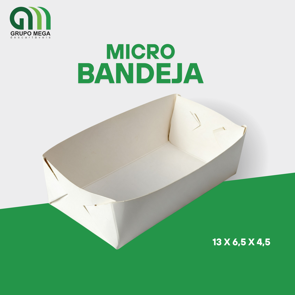 MICRO BANDEJA BRANCA 50 UNIDADES (13 x 6,5 x 4,5)