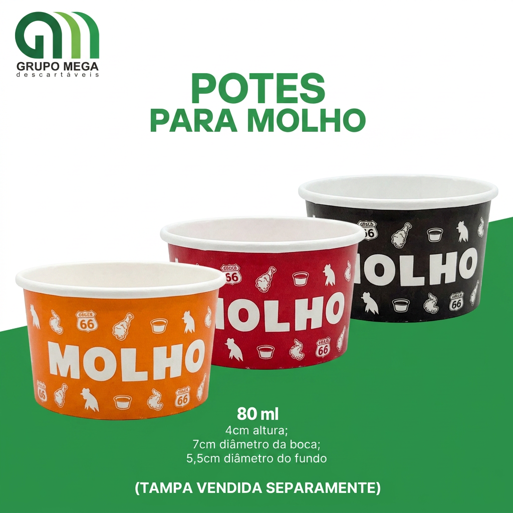 POTES PARA MOLHO GOLD 80ML - 150 UNIDADES