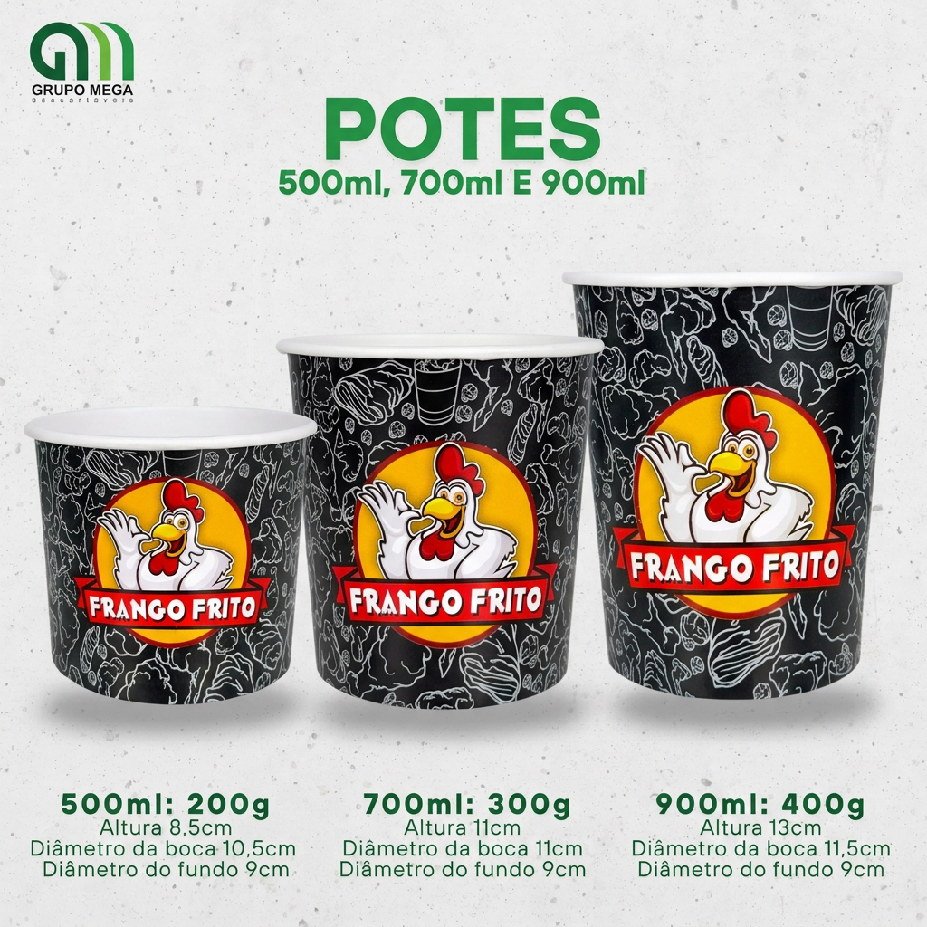 Potes para Frango Frito - Mega Preto