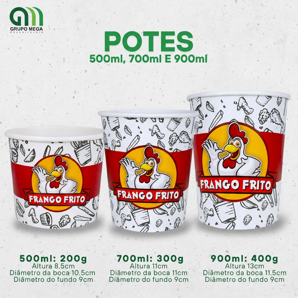 Potes para Frango Frito - Mega Vermelho