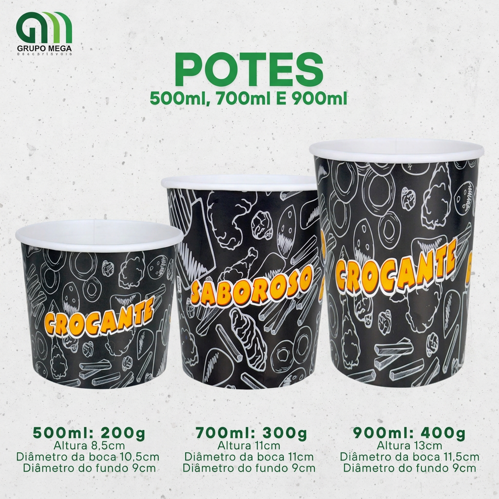 Potes para Porções - Mix Preto