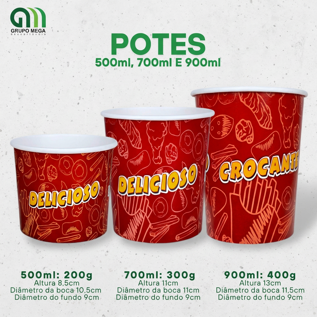 Potes para Porções - Mix Vermelho