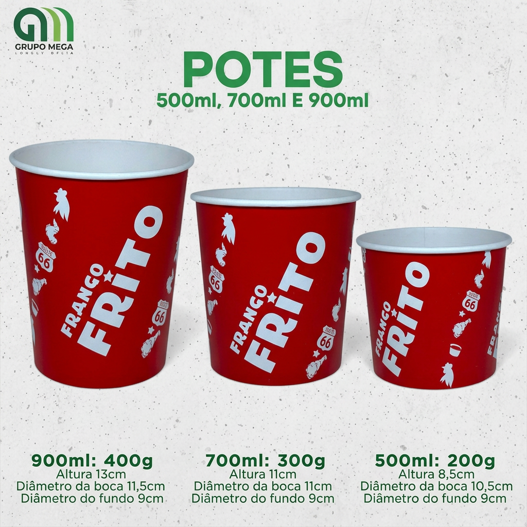 Potes para Frango Frito - Gold Red
