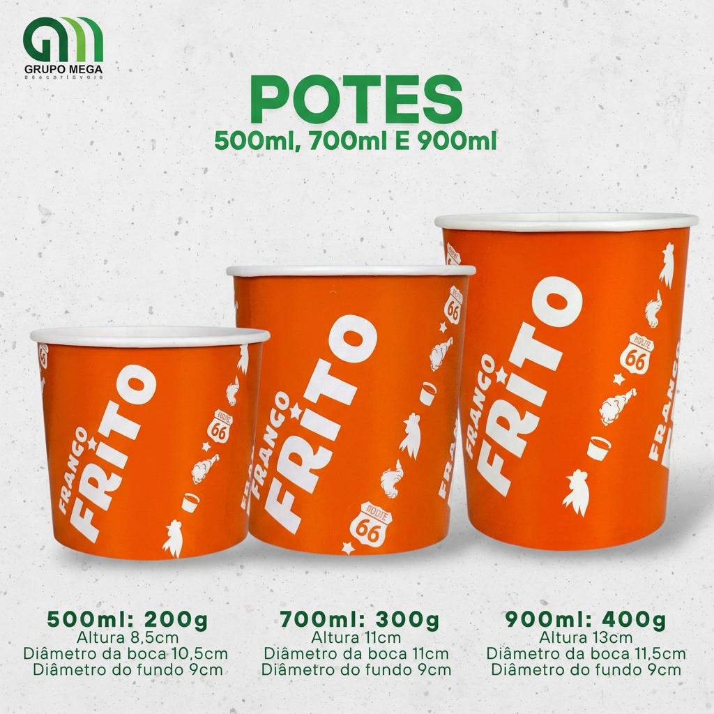 Potes para Frango Frito - Gold Orange